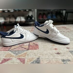 Jordan White and Navy Sneakers